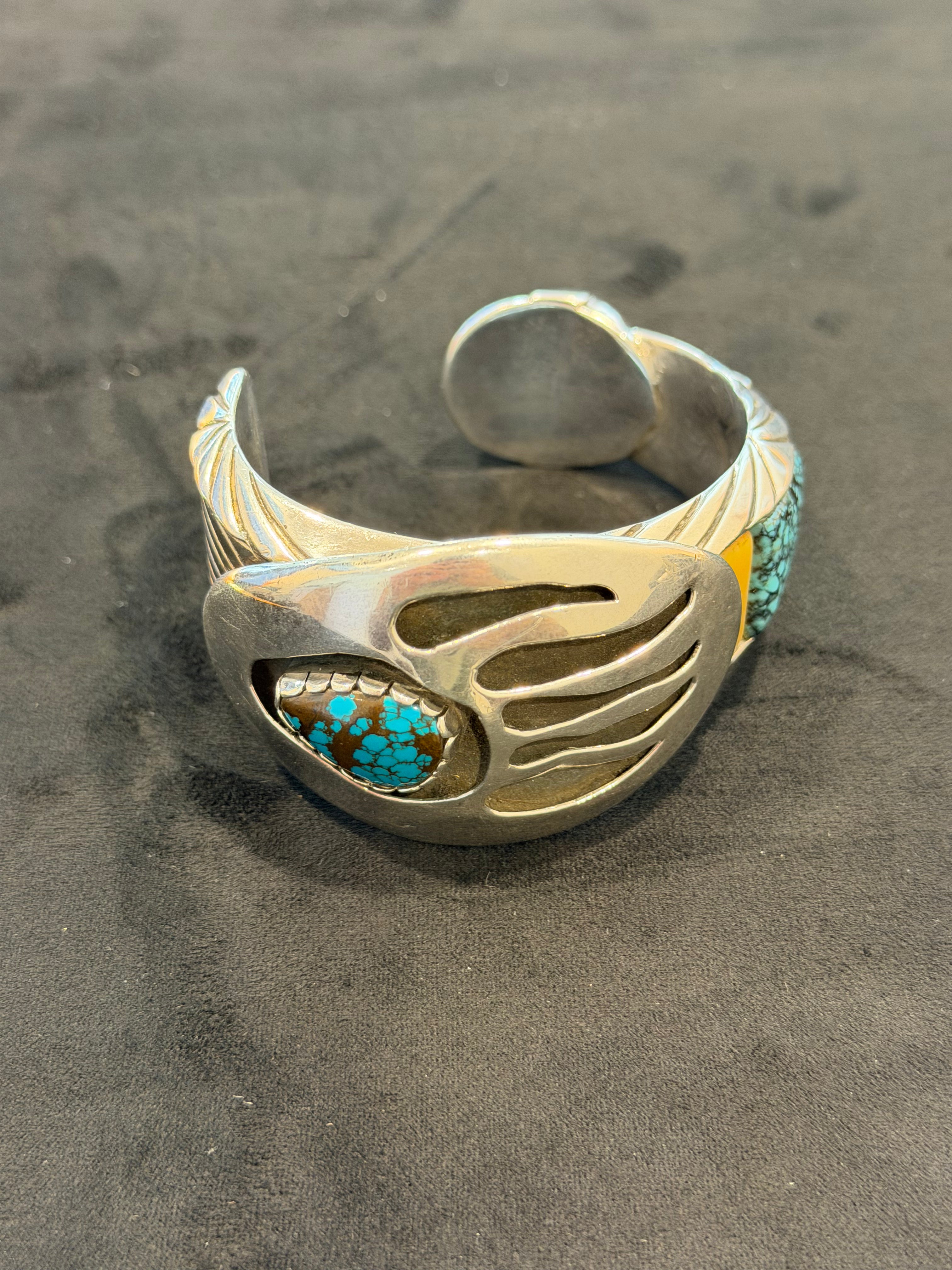 Silver and Turquoise Native Cuff