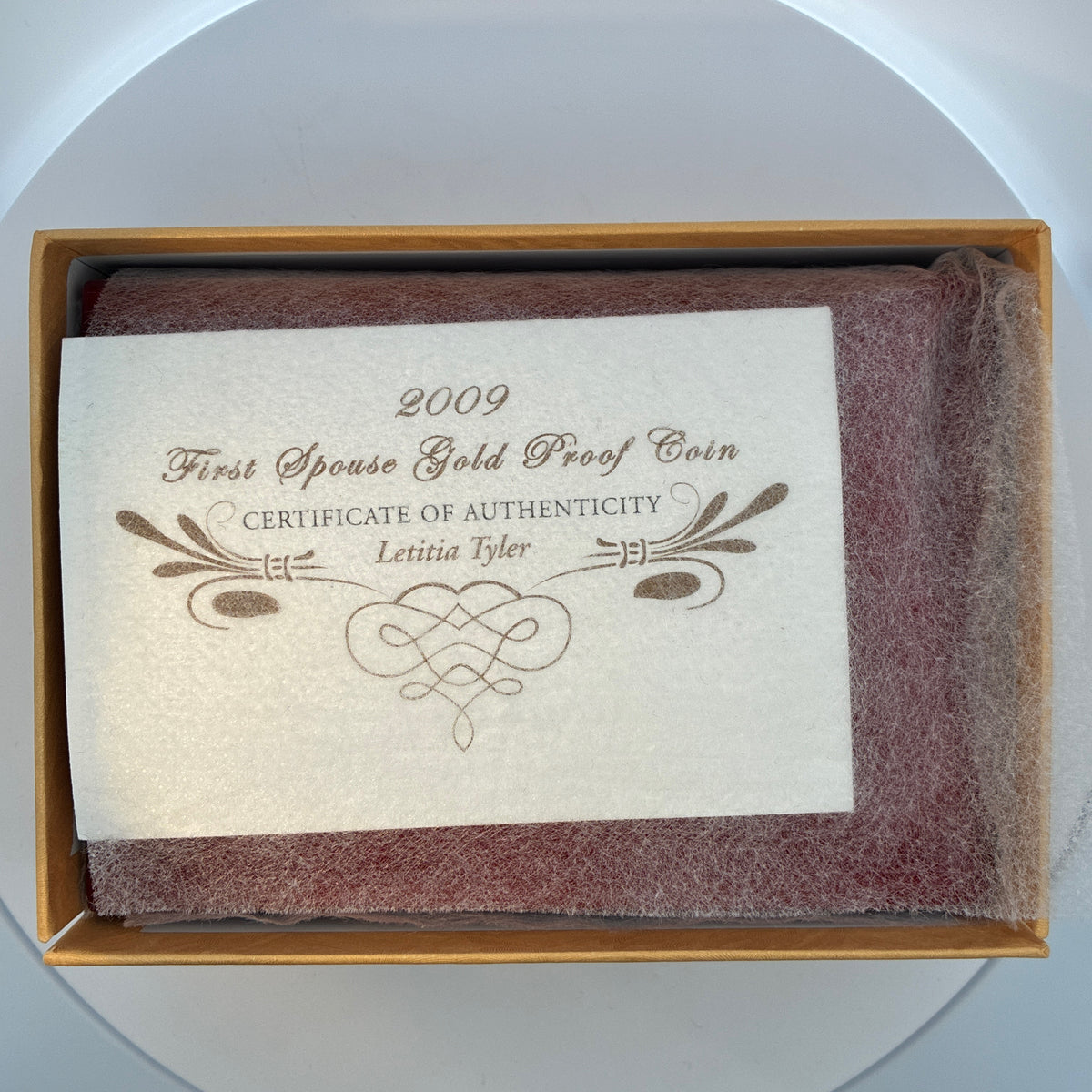 2009 First Spouse Letitia Tyler Proof Gold Coin (w/Box & COA)