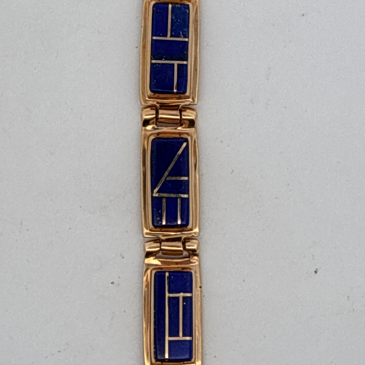 14k Yellow Gold Lapis Lazuli Inlay Link Bracelet 18.6