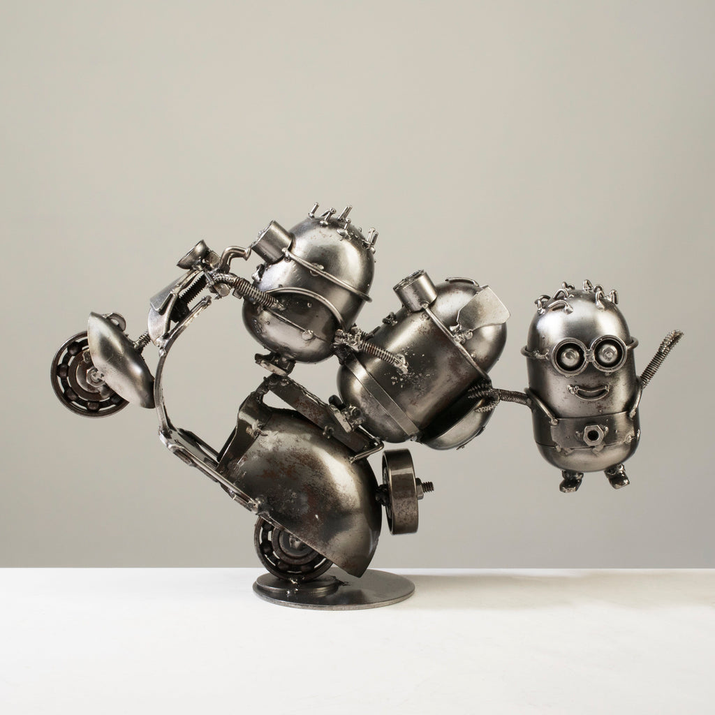 Alexander Kalifano Recycled Metal Art Minion Party Moped Inspired Recycled Metal Sculpture RMS-1200MP-N