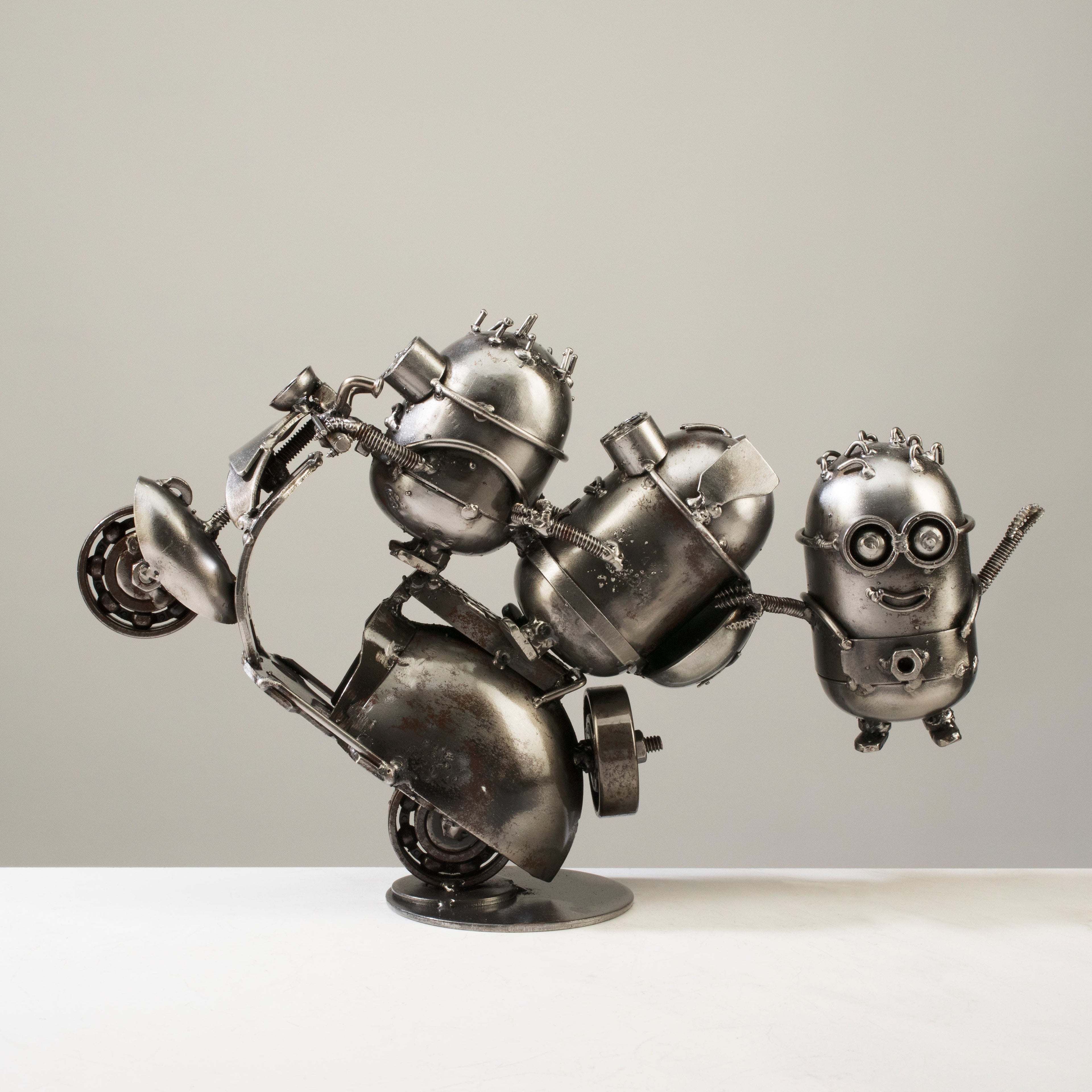 Alexander Kalifano Recycled Metal Art Minion Party Moped Inspired Recycled Metal Sculpture RMS-1200MP-N