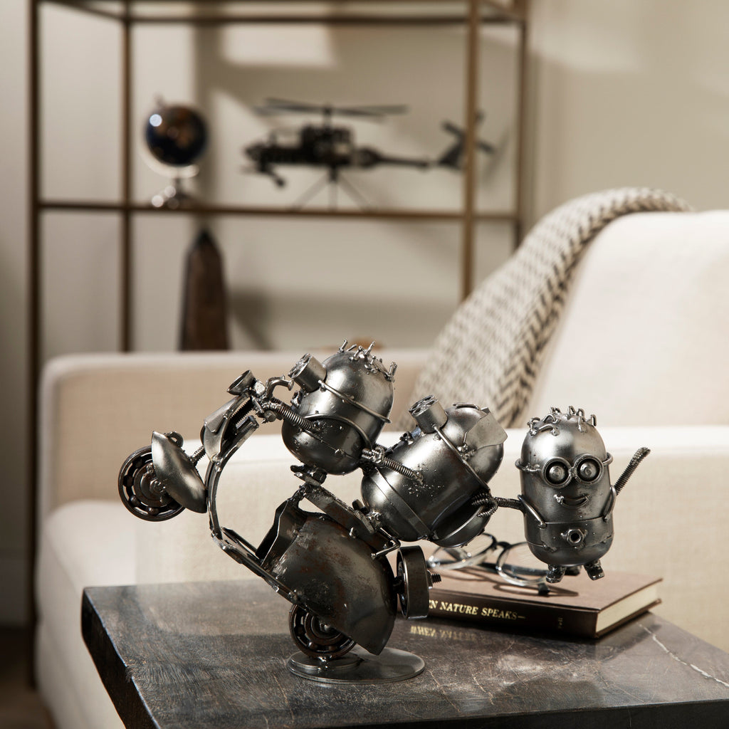 Alexander Kalifano Recycled Metal Art Minion Party Moped Inspired Recycled Metal Sculpture RMS-1200MP-N