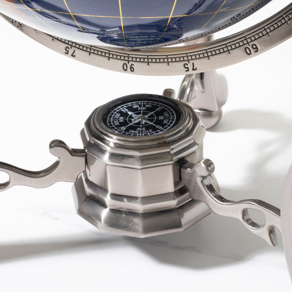 Kalifano Gemstone Globes Gemstone Globe with Lapis Ocean on Antique Silver Stand - 14" GT220-AS