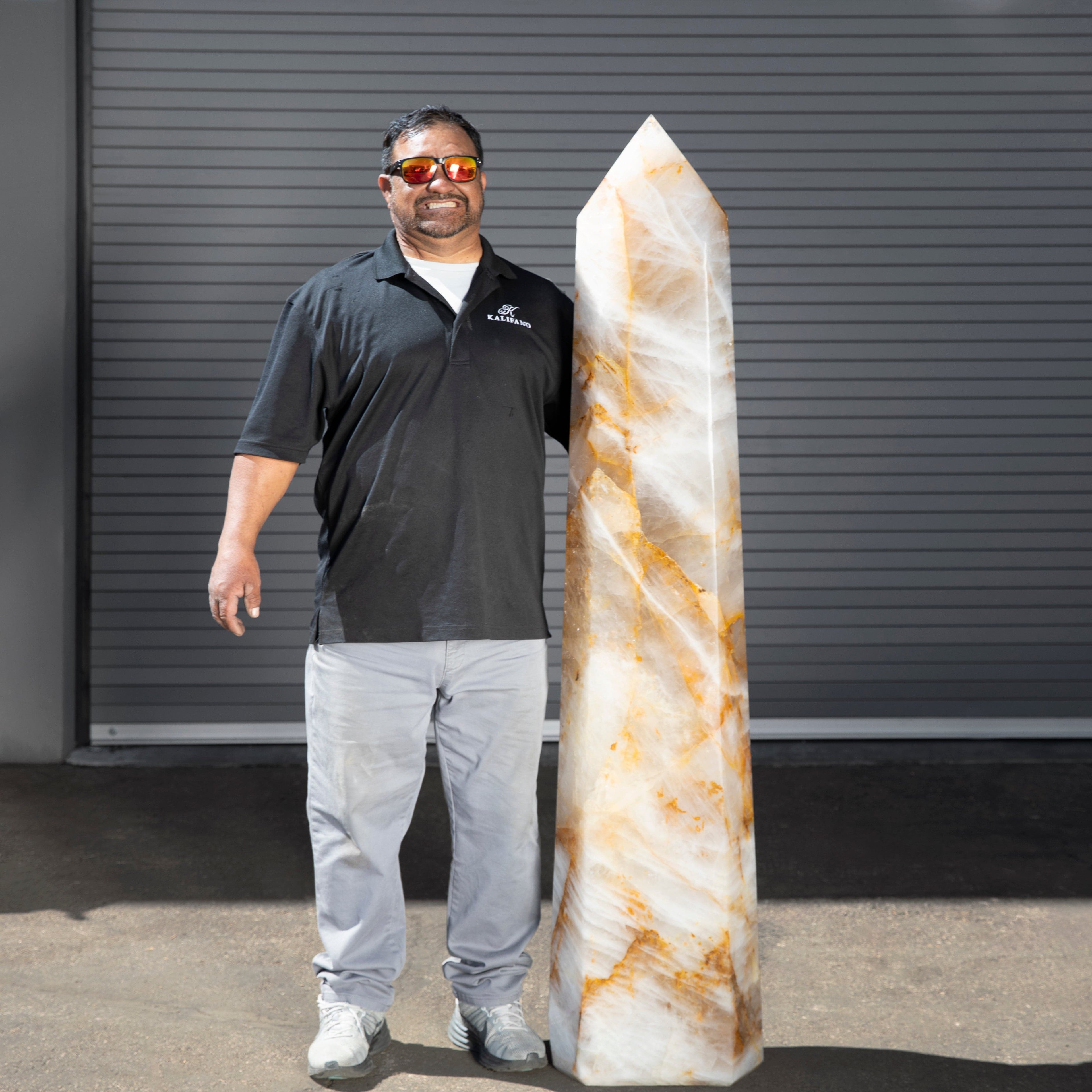 Kalifano Quartz Natural Hematoid Quartz Obelisk 67" / 482 lbs QC120000.004