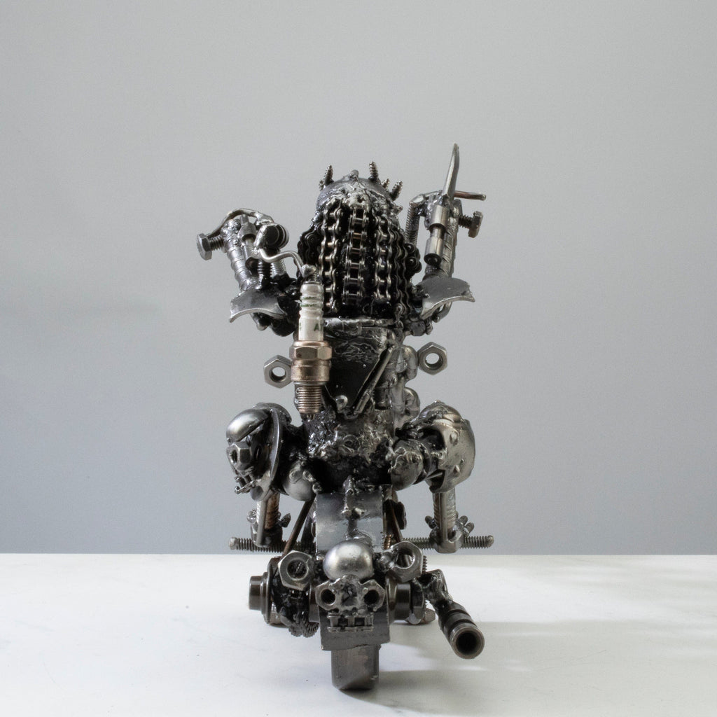 Kalifano Recycled Metal Art 14" Predator riding Motorcycle Inspired Recycled Metal Sculpture RMS-PMC1600-S