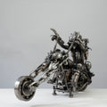 Kalifano Recycled Metal Art 14" Predator riding Motorcycle Inspired Recycled Metal Sculpture RMS-PMC1600-S