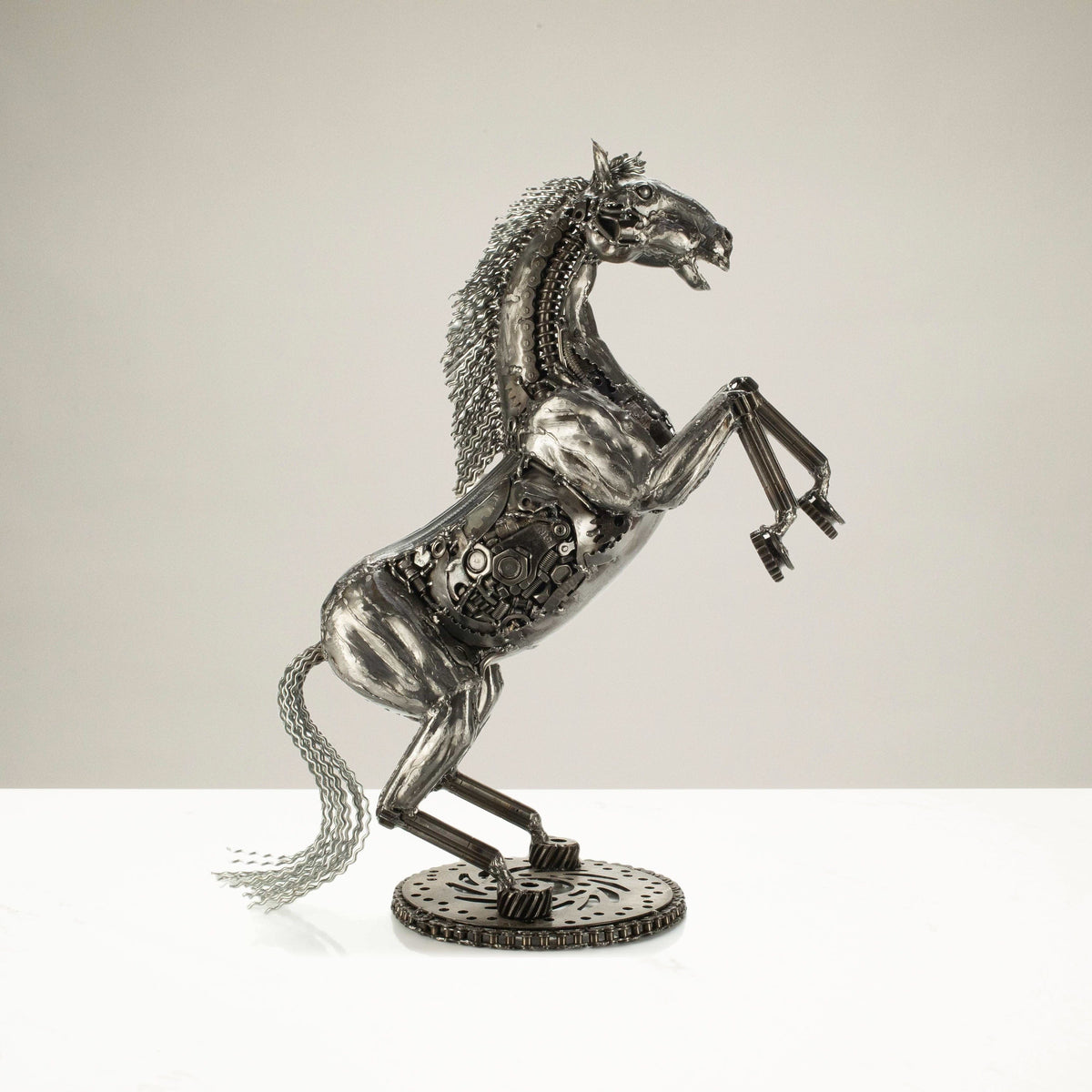 KALIFANO Recycled Metal Art 24" Jumping Horse Inspired Recycled Metal Art Sculpture RMS-JHS74x53-PK