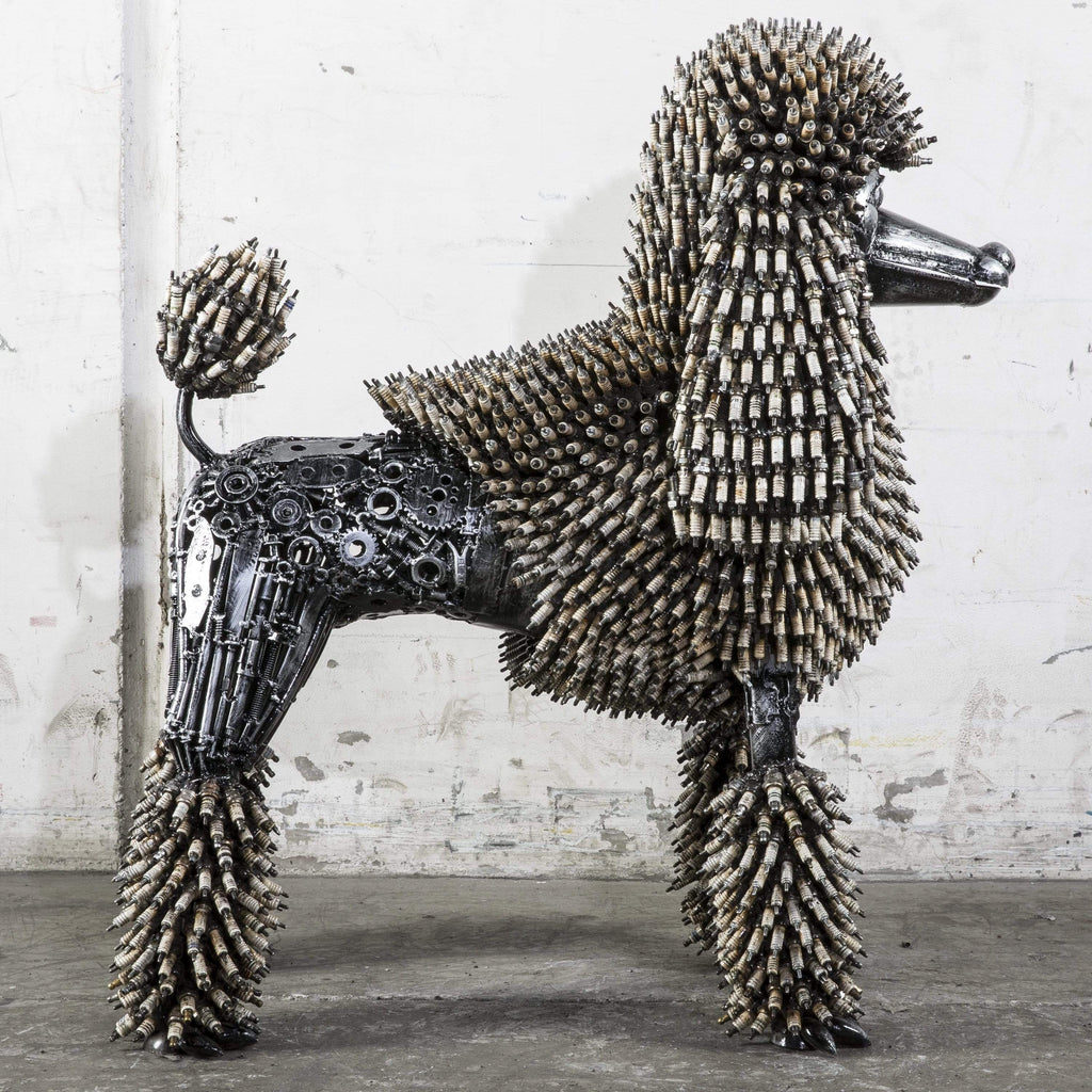 Kalifano Recycled Metal Art 24" Spark Plug Poodle Recycled Metal Art Sculpture RMS-PDL60-P01