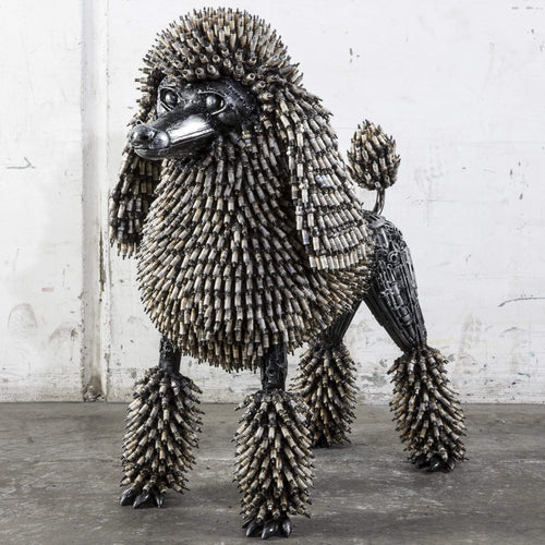 Kalifano Recycled Metal Art 24" Spark Plug Poodle Recycled Metal Art Sculpture RMS-PDL60-P01