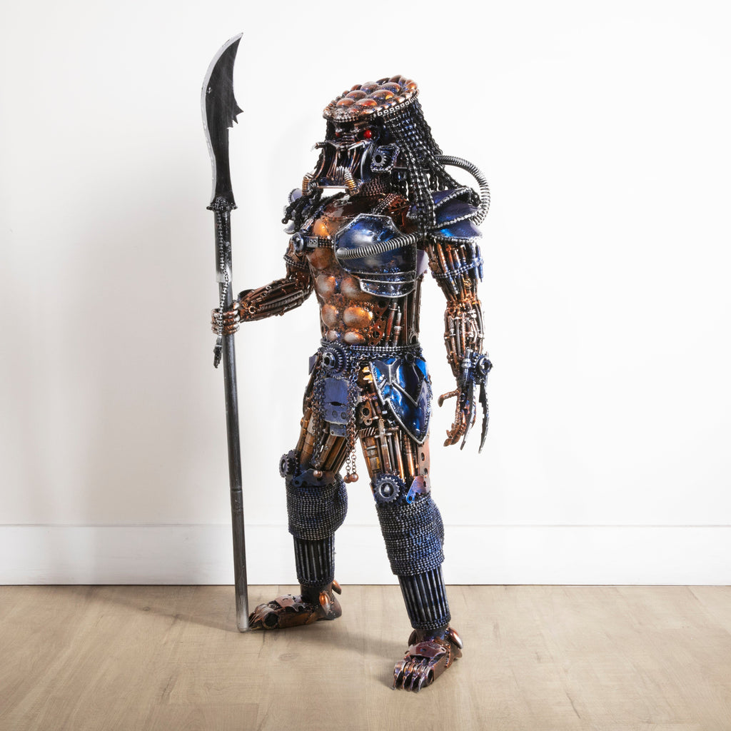 Kalifano Recycled Metal Art 43" Predator Inspired Recycled Metal Sculpture RMS-PRED110-P