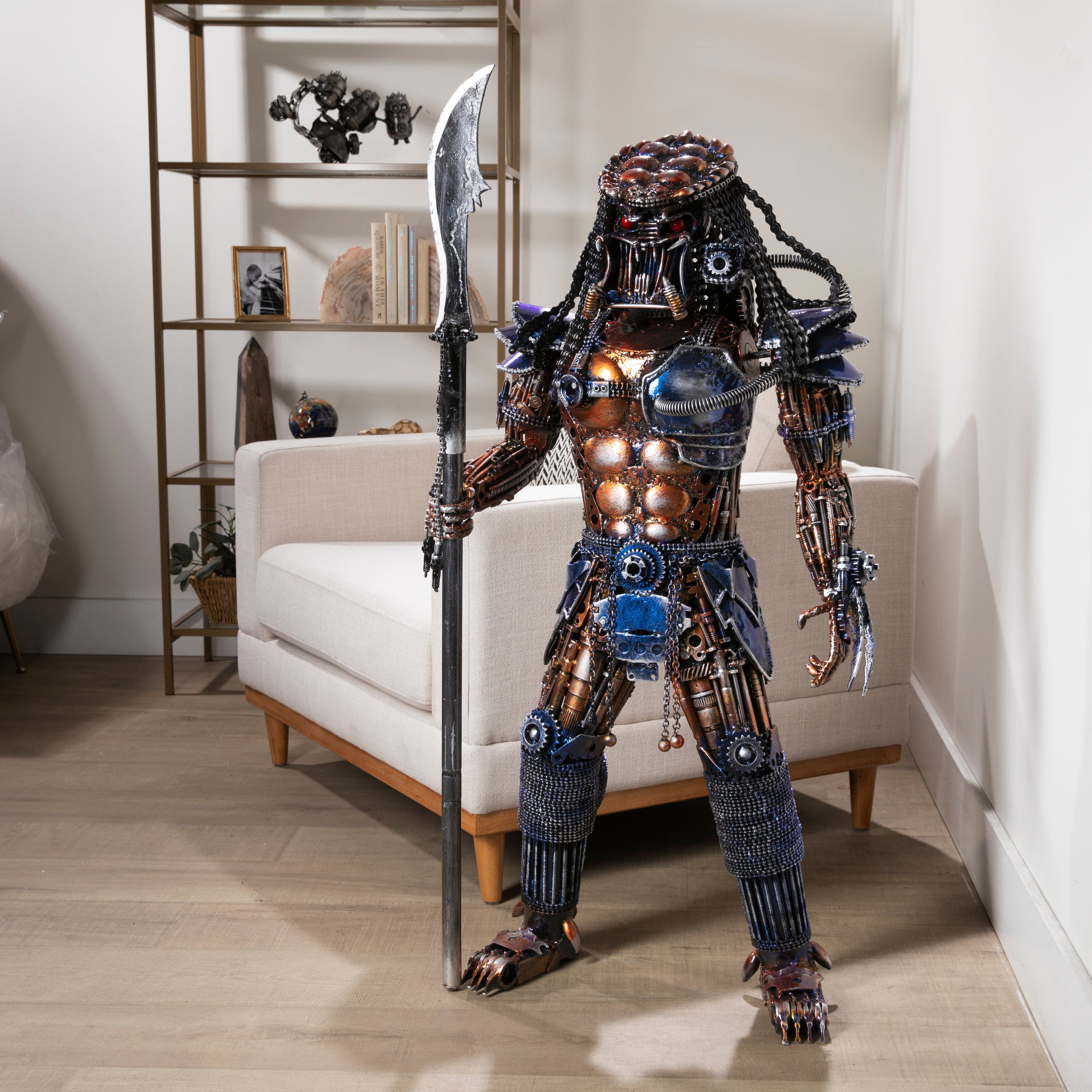 Kalifano Recycled Metal Art 43" Predator Inspired Recycled Metal Sculpture RMS-PRED110-P