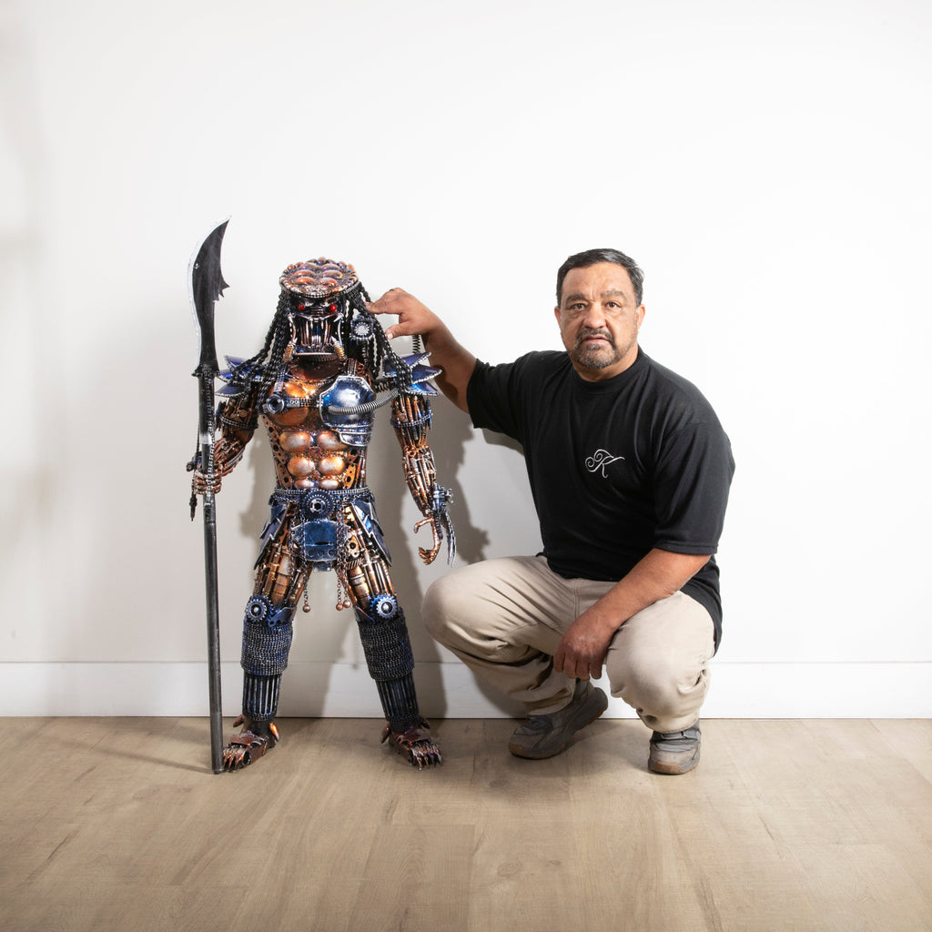 Kalifano Recycled Metal Art 43" Predator Inspired Recycled Metal Sculpture RMS-PRED110-P