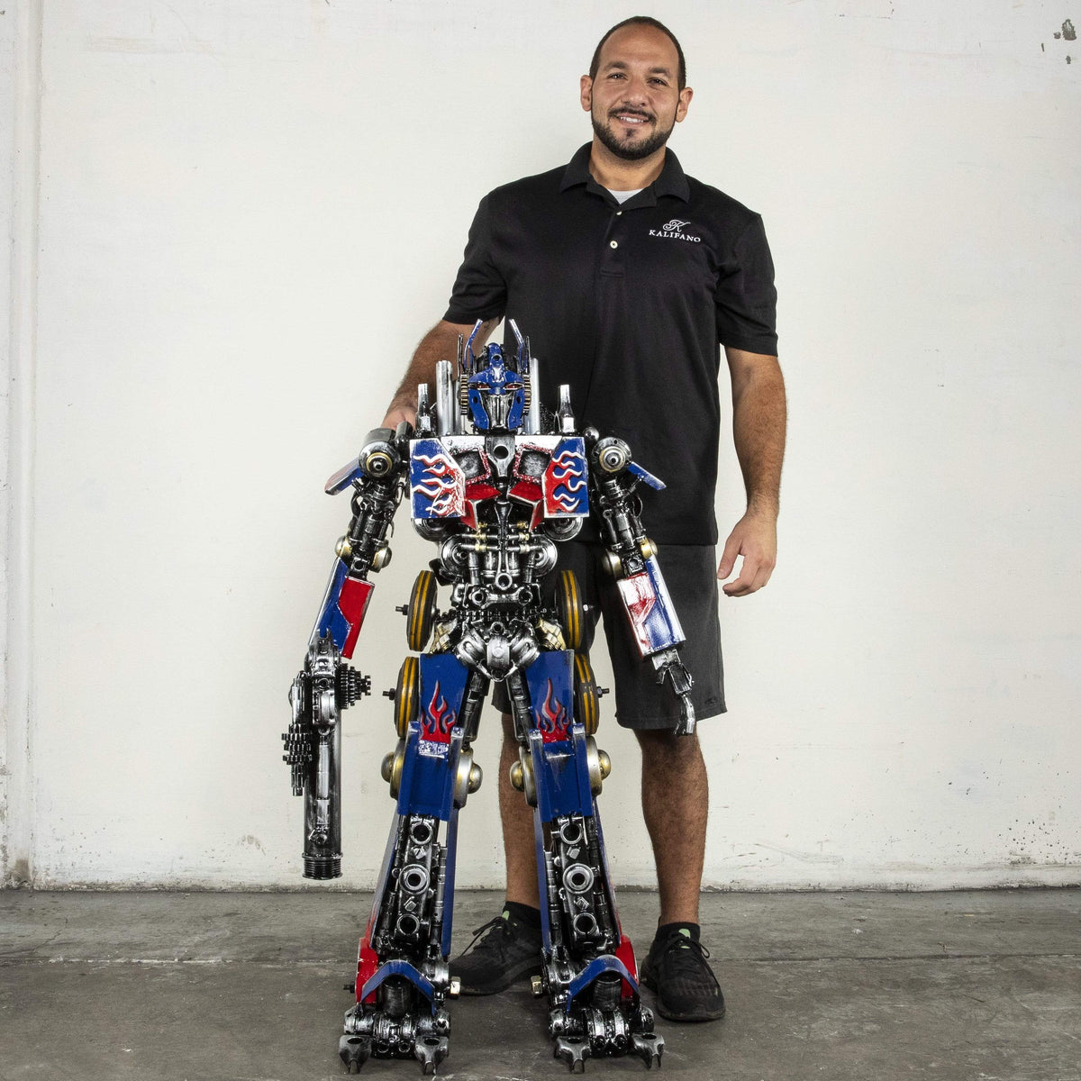 Kalifano Recycled Metal Art 44" Optimus Prime Inspired Recycled Metal Art Sculpture RMS-OP110-P