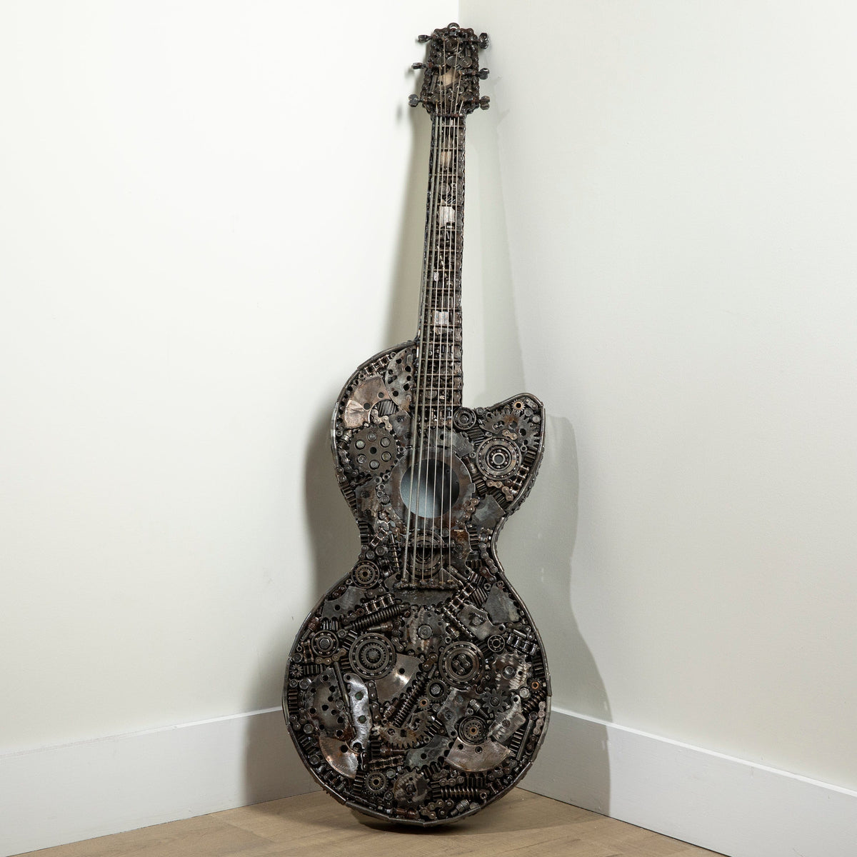 KALIFANO Recycled Metal Art 48" Guitar Inspired Recycled Metal Art Sculpture RMS-GT123-PK