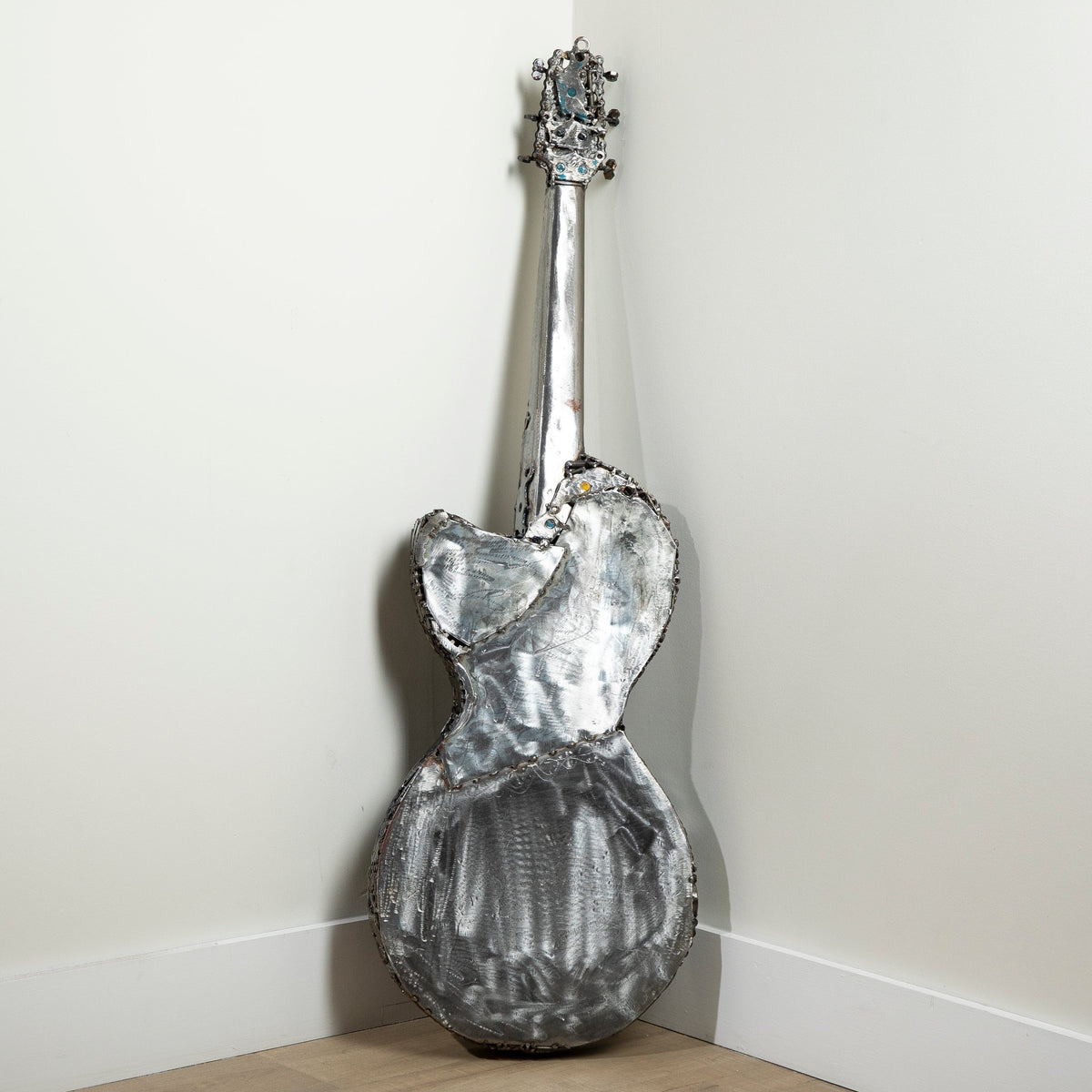KALIFANO Recycled Metal Art 48" Guitar Inspired Recycled Metal Art Sculpture RMS-GT123-PK