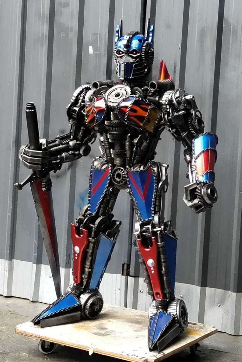 Kalifano Recycled Metal Art 55" Optimus Prime Inspired Recycled Metal Art Sculpture RMS-OP140-S16