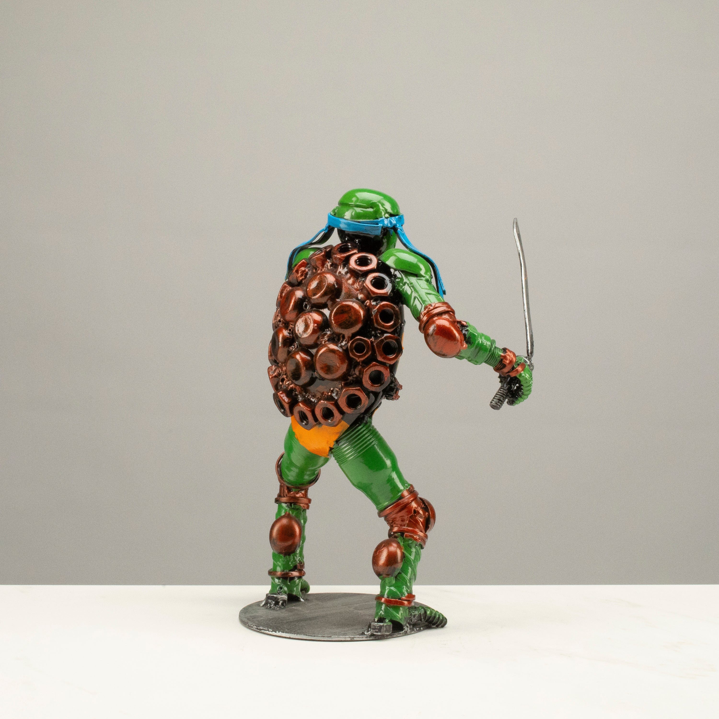 Kalifano Recycled Metal Art 9.5" Leonadro Ninja Turtle Inspired Recycled Metal Sculpture RMS-600NTL-N