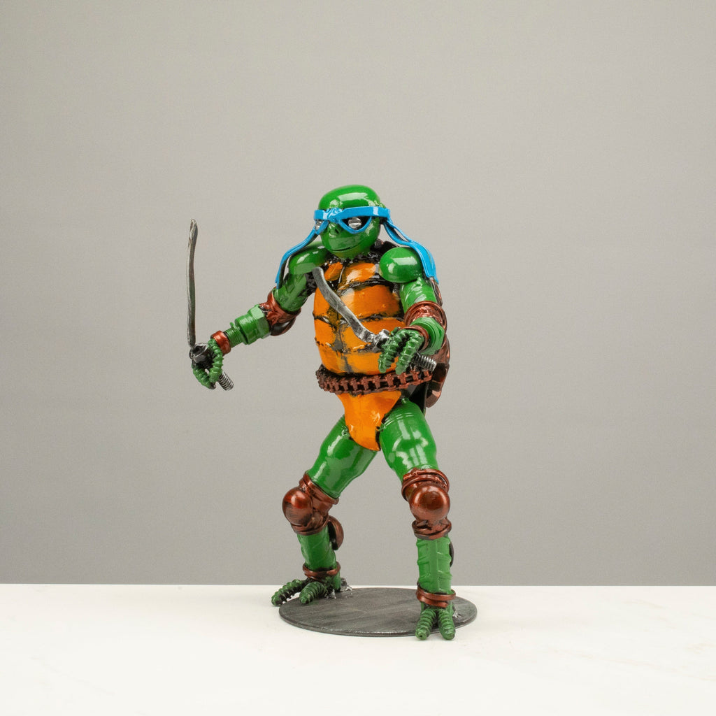 Kalifano Recycled Metal Art 9.5" Leonadro Ninja Turtle Inspired Recycled Metal Sculpture RMS-600NTL-N