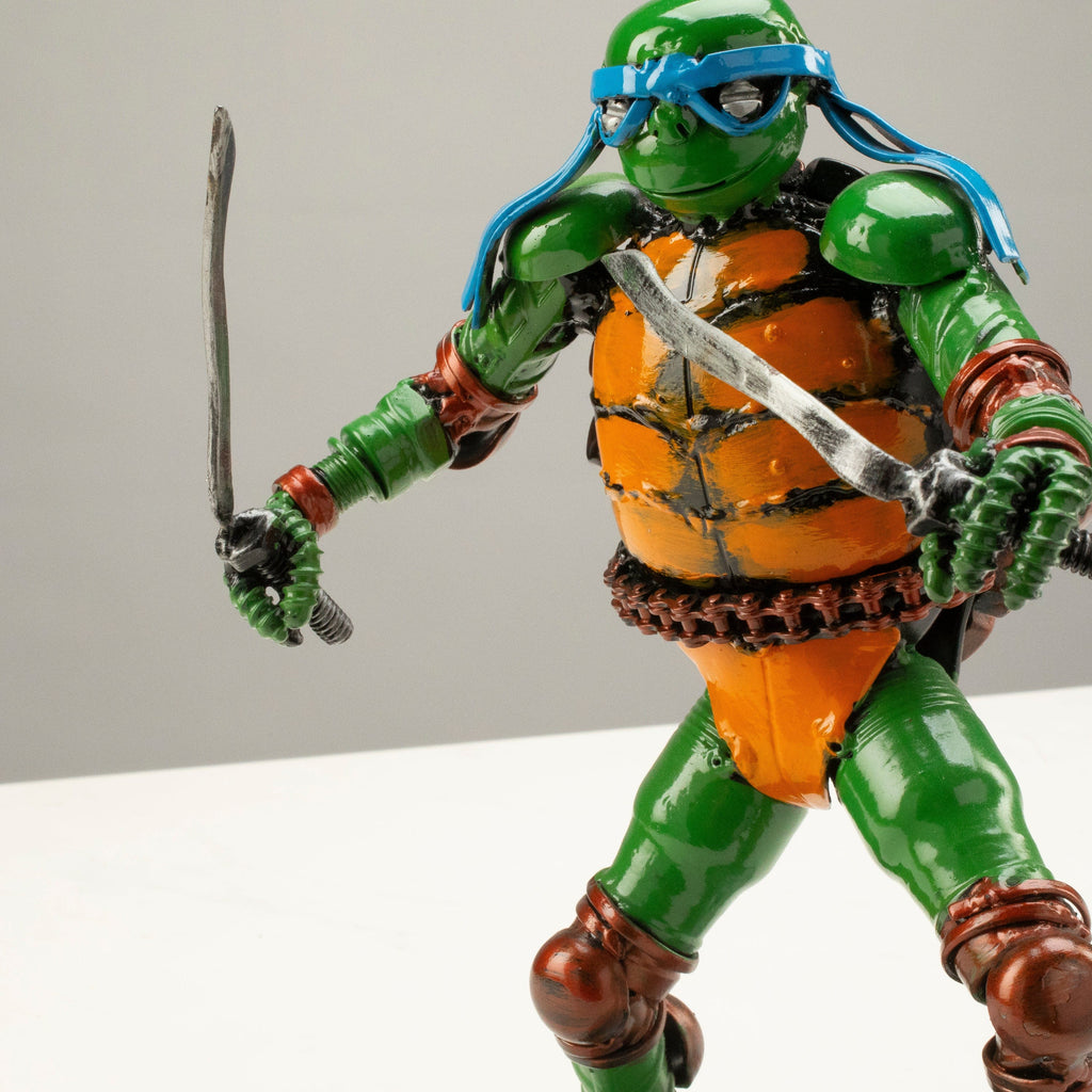 Kalifano Recycled Metal Art 9.5" Leonadro Ninja Turtle Inspired Recycled Metal Sculpture RMS-600NTL-N