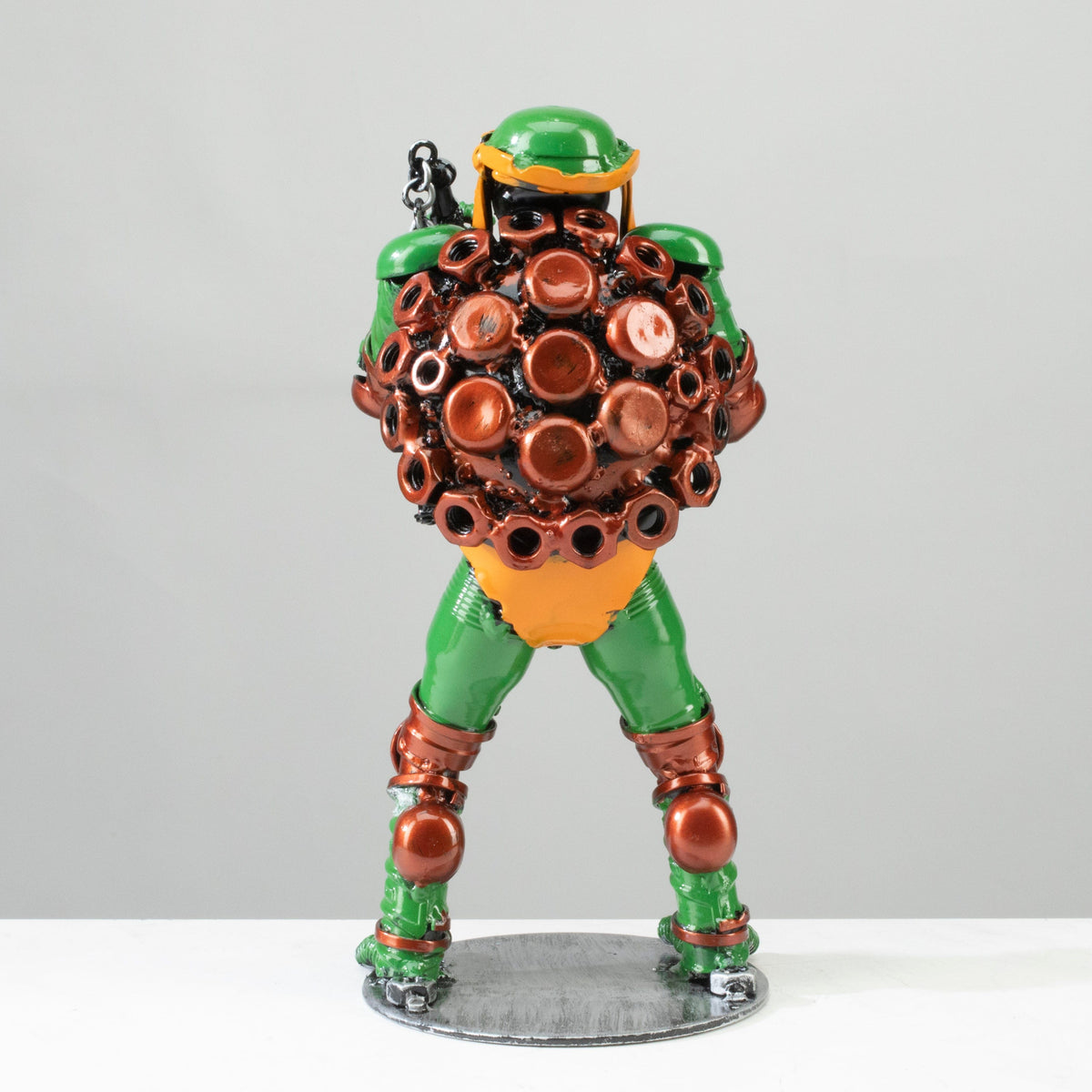 Kalifano Recycled Metal Art 9.5" Michelangelo Ninja Turtle Inspired Recycled Metal Sculpture RMS-600NTM-N