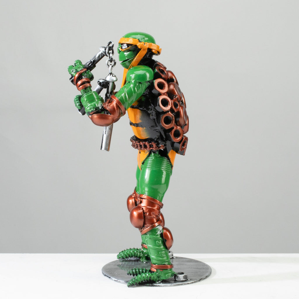 Kalifano Recycled Metal Art 9.5" Michelangelo Ninja Turtle Inspired Recycled Metal Sculpture RMS-600NTM-N