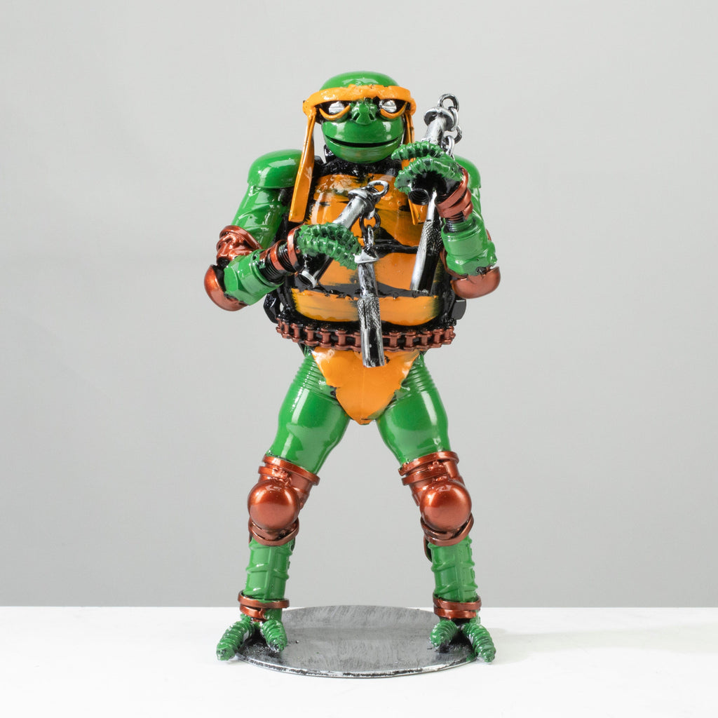 Kalifano Recycled Metal Art 9.5" Michelangelo Ninja Turtle Inspired Recycled Metal Sculpture RMS-600NTM-N