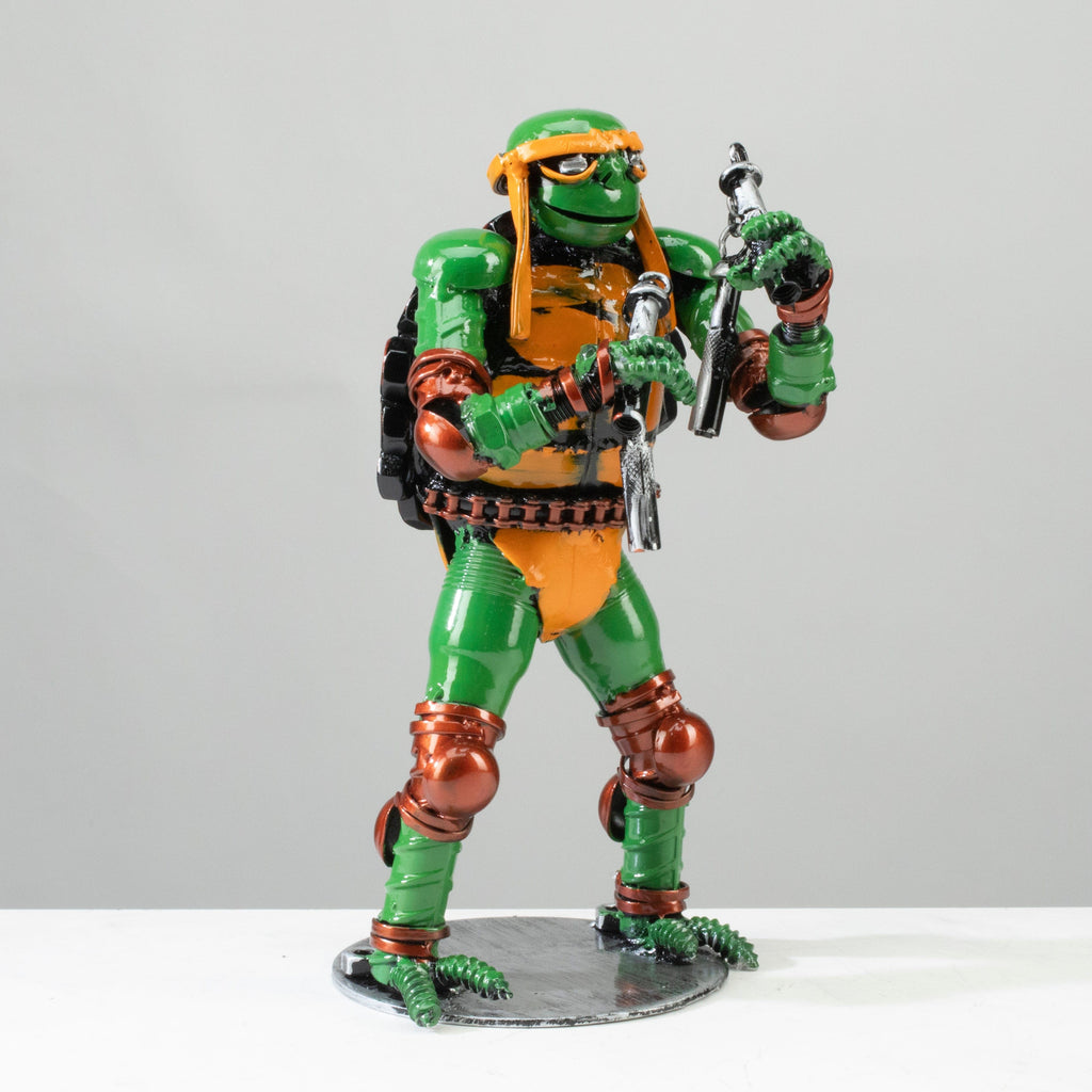 Kalifano Recycled Metal Art 9.5" Michelangelo Ninja Turtle Inspired Recycled Metal Sculpture RMS-600NTM-N