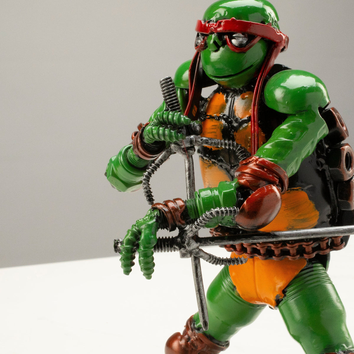 Kalifano Recycled Metal Art 9.5" Raphael Ninja Turtle Inspired Recycled Metal Sculpture RMS-600NTR-N
