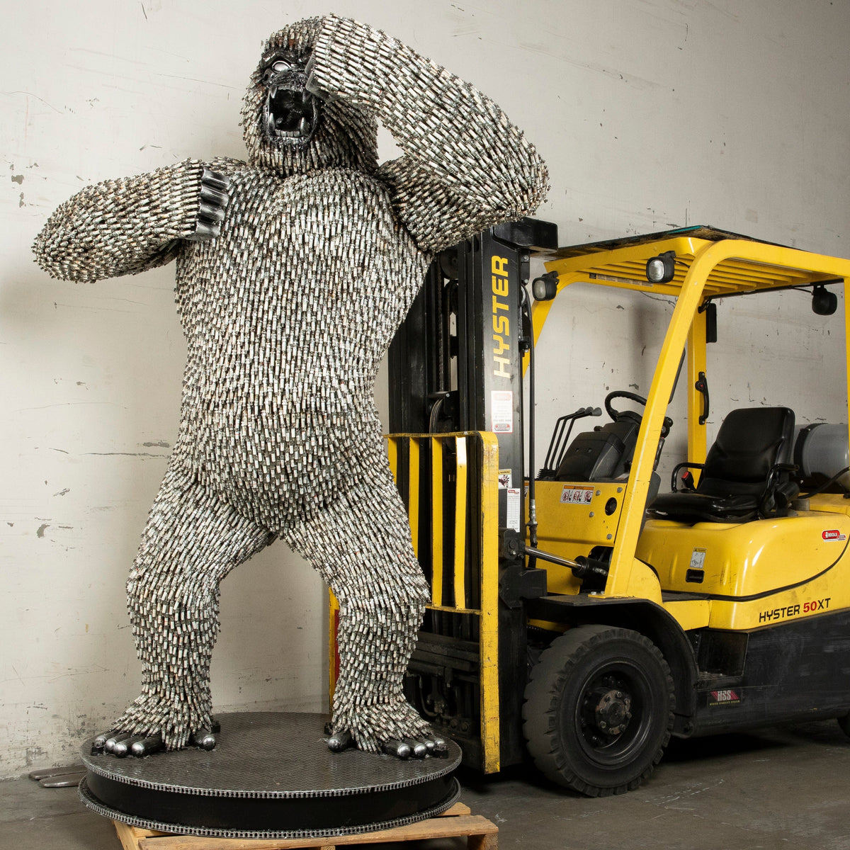 Kalifano Recycled Metal Art 90" Standing Spark Plug (16,000+) KingKong Gorilla Inspired Recycled Metal Sculpture RMS-KSTAND-P