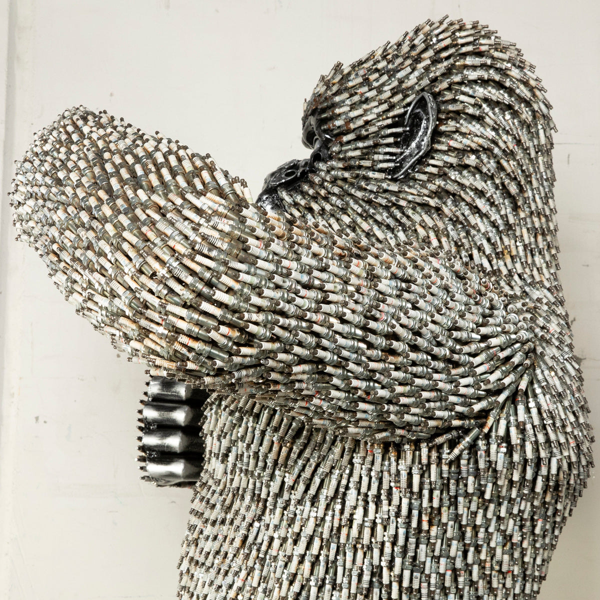 Kalifano Recycled Metal Art 90" Standing Spark Plug (16,000+) KingKong Gorilla Inspired Recycled Metal Sculpture RMS-KSTAND-P