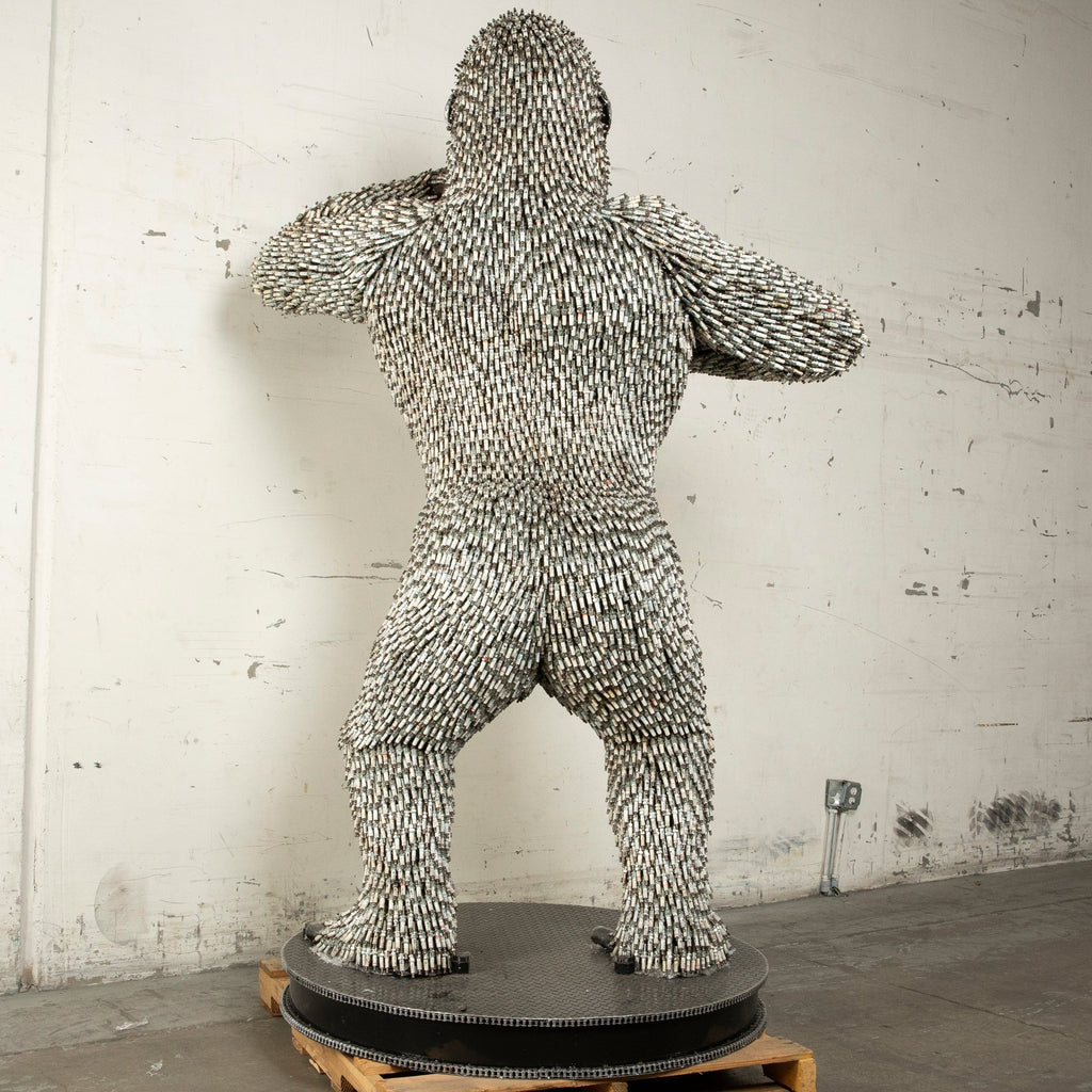 Kalifano Recycled Metal Art 90" Standing Spark Plug (16,000+) KingKong Gorilla Inspired Recycled Metal Sculpture RMS-KSTAND-P